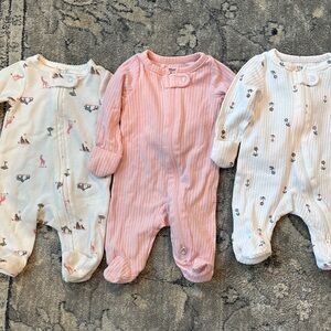 3 Carters Baby One-Piece Pajamas / Footies